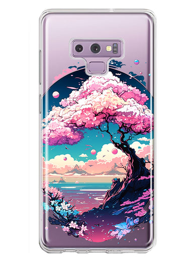 Samsung Galaxy Note 9 Kawaii Manga Pink Cherry Blossom Japanese Sky Floral Ocean Hybrid Protective Phone Case Cover