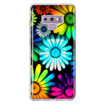 Samsung Galaxy Note 9 Neon Rainbow Daisy Glow Colorful Daisies Baby Blue Pink Yellow White Double Layer Phone Case Cover