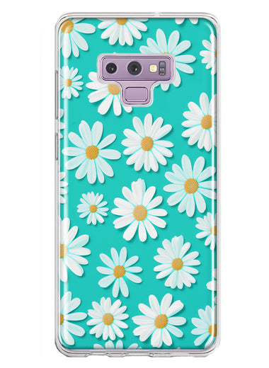 Samsung Galaxy Note 9 Turquoise Teal White Daisies Cute Daisy Polka Dots Double Layer Phone Case Cover
