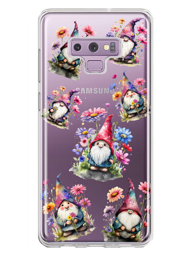 Samsung Galaxy Note 9 Cute Pink Purple Cosmos Flowers Gnomes Spring Floral Double Layer Phone Case Cover