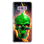 Samsung Galaxy Note 9 Green Flaming Skull Burning Fire Double Layer Phone Case Cover