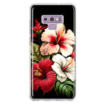 Samsung Galaxy Note 9 Pink Red Hibiscus Wild Flowers Floral Hybrid Protective Phone Case Cover