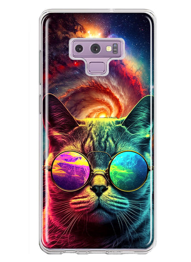 Samsung Galaxy Note 9 Neon Rainbow Galaxy Cat Hybrid Protective Phone Case Cover