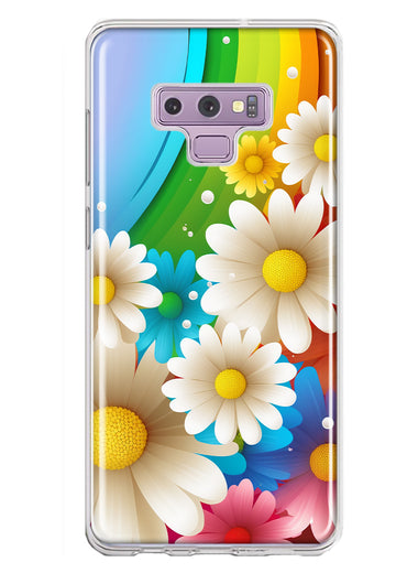 Samsung Galaxy Note 9 Colorful Rainbow Daisies Blue Pink White Green Double Layer Phone Case Cover