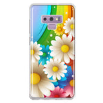 Samsung Galaxy Note 9 Colorful Rainbow Daisies Blue Pink White Green Double Layer Phone Case Cover