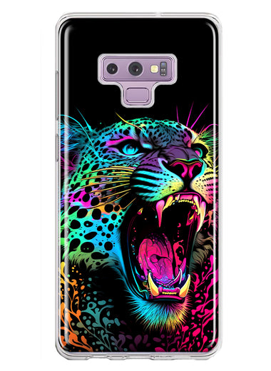 Samsung Galaxy Note 9 Neon Rainbow Glow Colorful Leopard Hybrid Protective Phone Case Cover