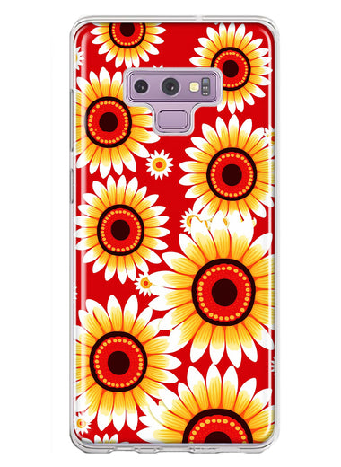 Samsung Galaxy Note 9 Yellow Sunflowers Polkadot on Red Double Layer Phone Case Cover