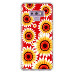 Samsung Galaxy Note 9 Yellow Sunflowers Polkadot on Red Double Layer Phone Case Cover