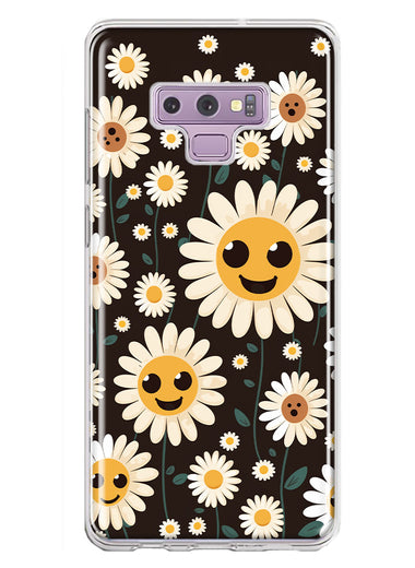 Samsung Galaxy Note 9 Cute Smiley Face White Daisies Double Layer Phone Case Cover