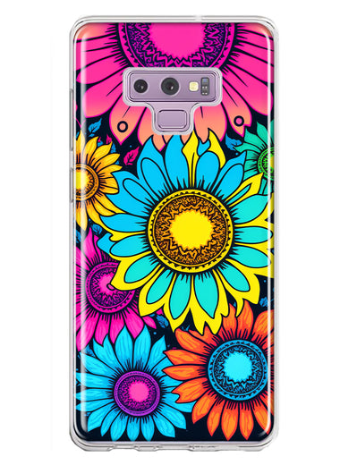 Samsung Galaxy Note 9 Vintage Colorful Abstract Sunflowers Floral Double Layer Phone Case Cover
