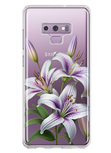 Samsung Galaxy Note 9 White Lavender Lily Purple Flowers Floral Hybrid Protective Phone Case Cover