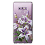 Samsung Galaxy Note 9 White Lavender Lily Purple Flowers Floral Hybrid Protective Phone Case Cover