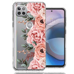 For Motorola One 5G Ace Blush Pink Peach Spring Flowers Peony Rose Phone Case Cover