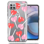Motorola One 5G Ace Heart Suckers Lollipop Valentines Day Candy Lovers Double Layer Phone Case Cover
