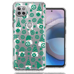 Motorola One 5G Ace Lucky Green St Patricks Day Cute Gnomes Shamrock Polkadots Double Layer Phone Case Cover