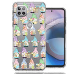 Motorola One 5G Ace Pastel Easter Cute Gnomes Spring Flowers Eggs Holiday Seasonal Double Layer Phone Case Cover