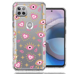 Motorola One 5G Ace Pink Evil Eye Lucky Love Law Of Attraction Design Double Layer Phone Case Cover