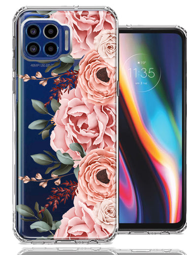 For Motorola One 5G Blush Pink Peach Spring Flowers Peony Rose Phone Case Cover