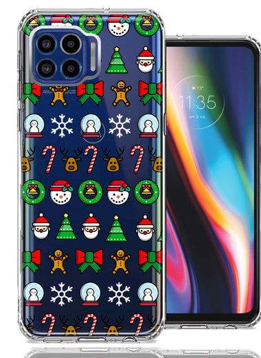 Motorola One 5G Classic Christmas Polka Dots Santa Snowman Reindeer Candy Cane Design Double Layer Phone Case Cover