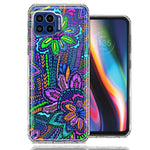 Motorola One 5G Colorful Summer Flowers Doodle Art Design Double Layer Phone Case Cover