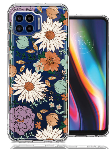 Motorola One 5G Feminine Classy Flowers Fall Toned Floral Wallpaper Style Double Layer Phone Case Cover
