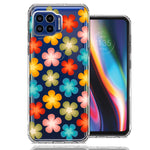 Motorola One 5G Groovy Gradient Retro Color Flowers Double Layer Phone Case Cover