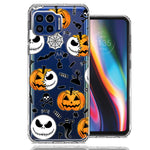 Motorola One 5G Halloween Jack-O-Lantern Pumpkin Skull Spooky Design Double Layer Phone Case Cover