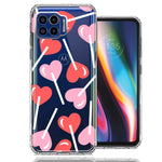 Motorola One 5G Heart Suckers Lollipop Valentines Day Candy Lovers Double Layer Phone Case Cover