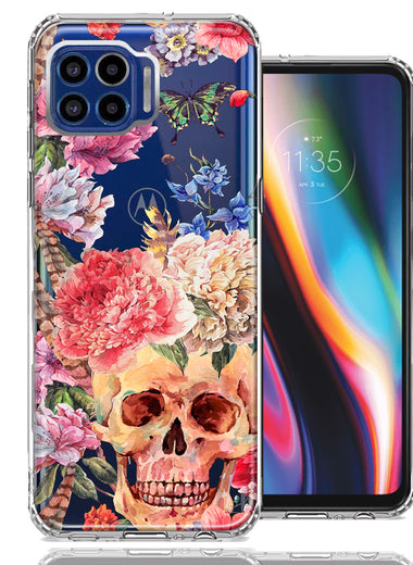For Motorola One 5G Indie Spring Peace Skull Feathers Floral Butterfly Flowers Phone Case Cover