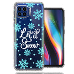 Motorola One 5G Christmas Holiday Let It Snow Winter Blue Snowflakes Design Double Layer Phone Case Cover
