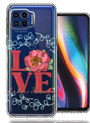 Motorola One 5G Love Like Jesus Flower Text Christian Double Layer Phone Case Cover