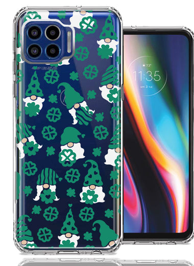 Motorola One 5G Lucky Green St Patricks Day Cute Gnomes Shamrock Polkadots Double Layer Phone Case Cover