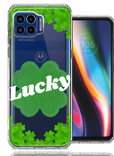 Motorola One 5G Lucky St Patrick's Day Shamrock Green Clovers Double Layer Phone Case Cover