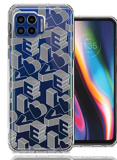 Motorola One 5G 3D Love Letters Hearts Valentine's Day Double Layer Phone Case Cover