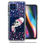 Motorola One 5G Pink Dead Valentine Skull Frap Hearts If I had Feelings They'd Be For You Love Double Layer Phone Case Cover