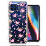 Motorola One 5G Pink Evil Eye Lucky Love Law Of Attraction Design Double Layer Phone Case Cover