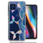 Motorola One 5G Rainbow Mermaid Tails Scales Ocean Waves Beach Girls Summer Double Layer Phone Case Cover