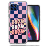 Motorola One 5G Retro Pink Checkered XOXO Vintage 70s Style Hippie Valentine Love Double Layer Phone Case Cover