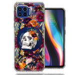 Motorola One 5G Romance Is Dead Valentines Day Halloween Skull Floral Autumn Flowers Double Layer Phone Case Cover