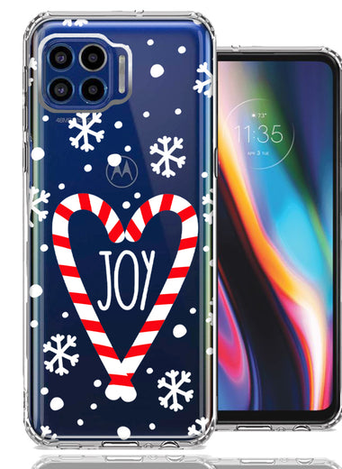 Motorola One 5G Winter Joy Snow Peppermint Candy Cane Heart Festive Christmas Double Layer Phone Case Cover