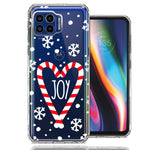 Motorola One 5G Winter Joy Snow Peppermint Candy Cane Heart Festive Christmas Double Layer Phone Case Cover