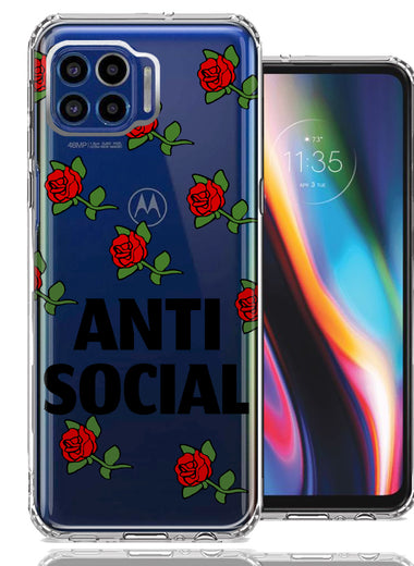 Motorola One 5G Anti Social Roses Design Double Layer Phone Case Cover