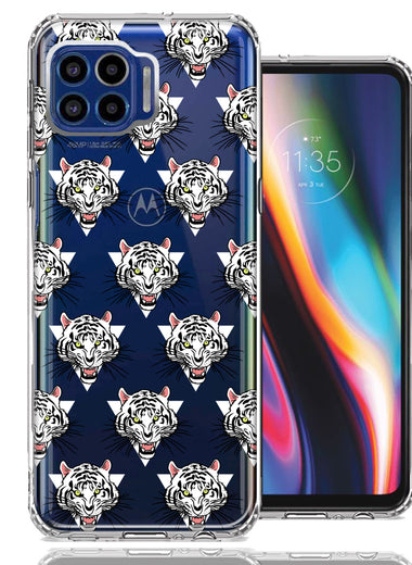 Motorola One 5G Fierce Tiger Polkadots Design Double Layer Phone Case Cover