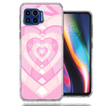 Motorola One 5G Pink Gem Hearts Design Double Layer Phone Case Cover
