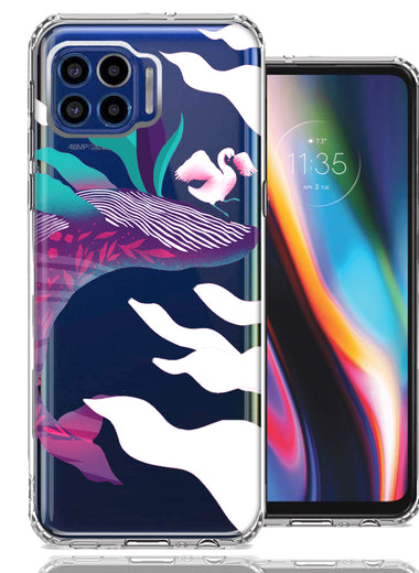 Motorola One 5G Mystic Floral Whale Design Double Layer Phone Case Cover