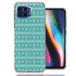 Motorola One 5G Teal Christmas Reindeer Pattern Design Double Layer Phone Case Cover
