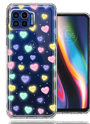 Motorola One 5G Valentine's Day Heart Candies Polkadots Design Double Layer Phone Case Cover