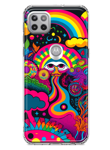 Motorola One 5G Psychedelic Trippy Hippie Night Walk Hybrid Protective Phone Case Cover