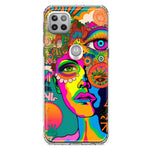 Motorola One 5G Neon Rainbow Psychedelic Hippie One Eye Pop Art Hybrid Protective Phone Case Cover