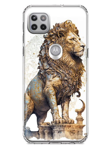 Motorola One 5G Ancient Lion Sculpture Hybrid Protective Phone Case Cover